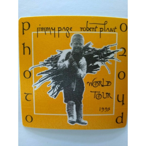 Jimmy Page Robert Plant Backstage Pass Led Zeppelin 1995 Hard Rock Music Orange - Picture 2 of 4